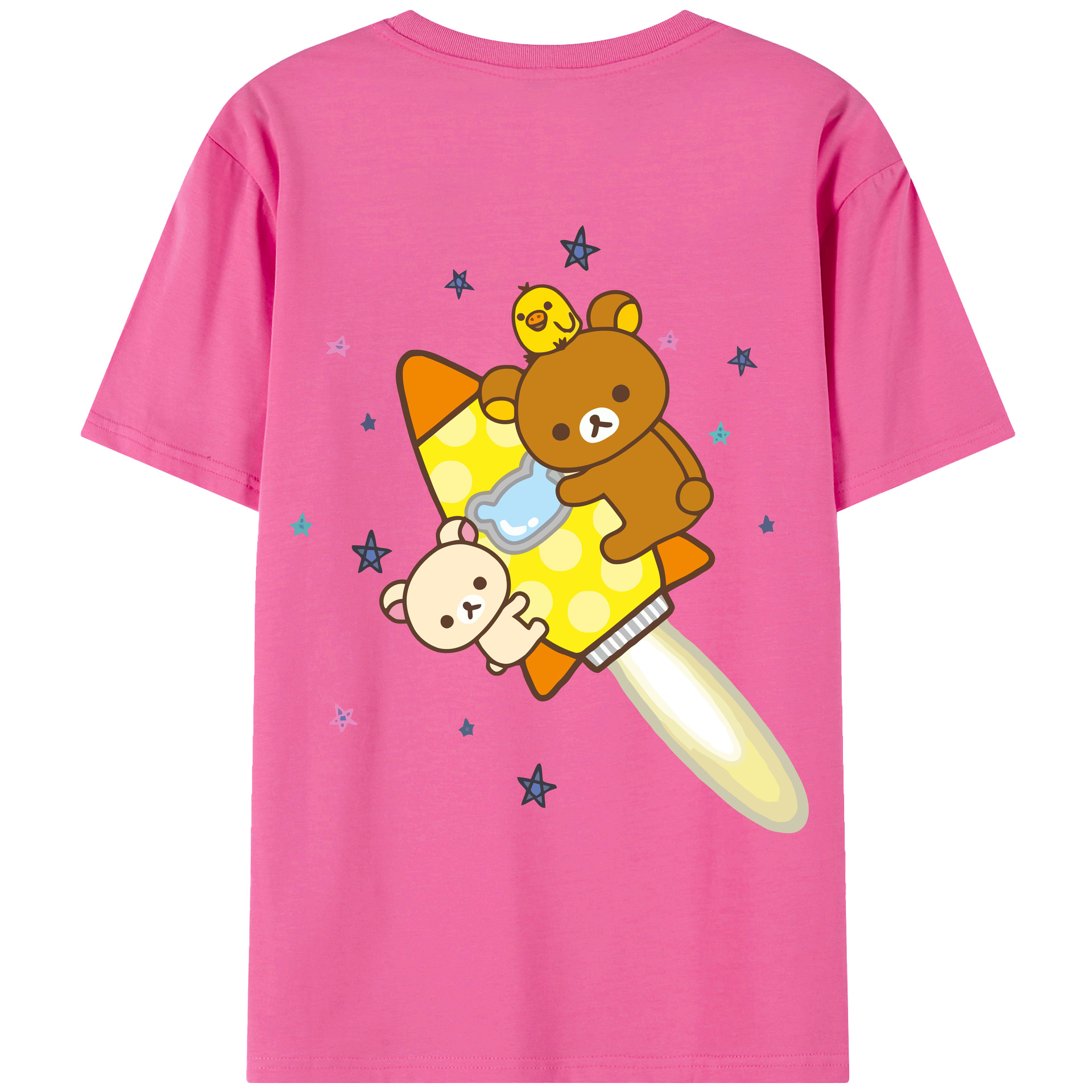 （画像用） リラックマ リラックマ キイロイトリ Rilakkuma Korilakkuma Kiiroitori レディース半袖Tシャツ(バックプリント)